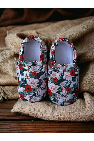 Kokopatik ,Non-Slip Sole,Organic Cotton Home Nursery Booties April Flowers Organic Cotton Nursery-Home Booties