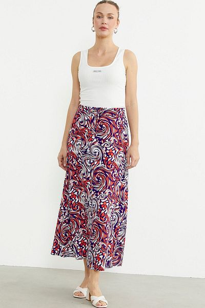 Sementa Colorful Long Adjustable Waist Skirt - Saks