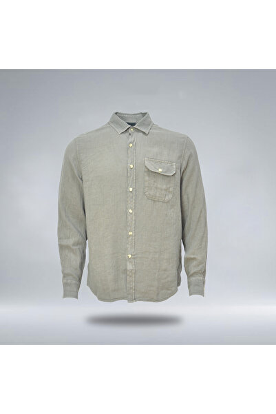 Wilsterman Erkek Regular Fit %100 Keten Haki Gömlek