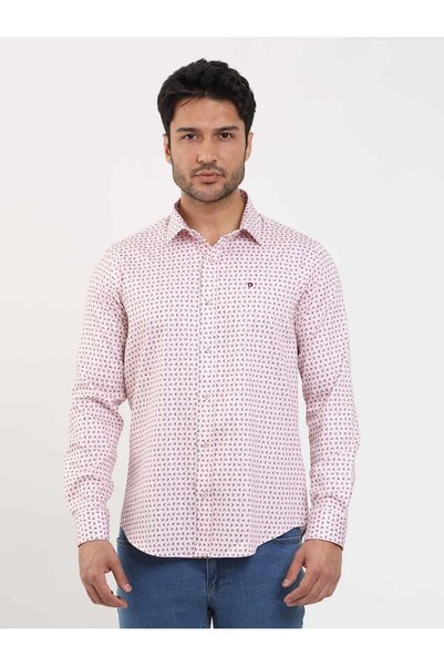 Dufy Men's Slim Fit Long Sleeve Red Shirt