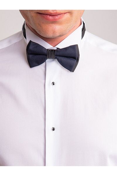 Dufy White Men's Extra Slim Fit Cotton Ata Collar Long Sleeve Shirt - 48990