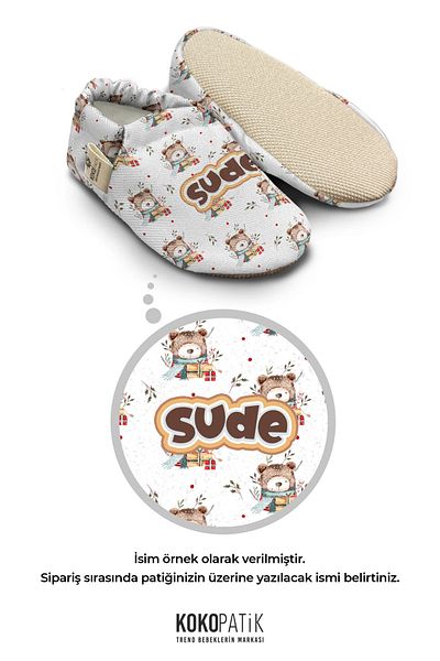 Kokopatik ,Non-Slip Sole,Home Nursery Bootiescotton Newborn Booties,Floral Winter Bear Patterned Booties
