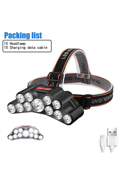 Choice مصباح أمامي 11LED قابل لإعادة الشحن عبر USB، مصباح أمامي عالي السطوع م...