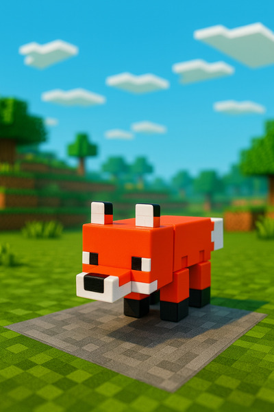 PUREYSMA Minecraft Tarzı Tilki Oyuncak – Bloklu Yapı Seti, Koleksiyonluk Hedi...
