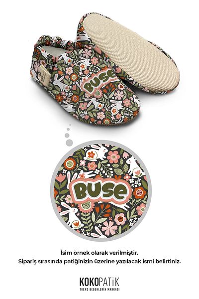 Kokopatik , Non-Slip Sole, Home Nursery Booties Cotton Newborn Booties, Floral Rabbit Patterned Booties