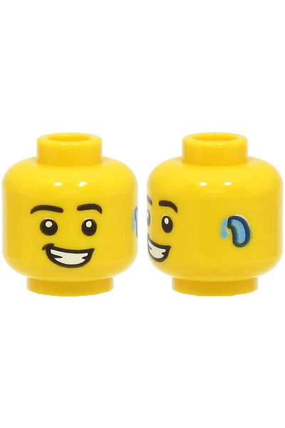 LEGO الإكسسوار الأصلي مخصص Moc Minifigure Minifigure Head أصفر مع جهاز سماع الرأس ذكر ذو إعاقة