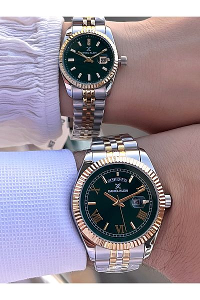 Daniel Klein 3 Atm Waterproof Couple Watch - with Mr & Steel Band, Custom Cf.Dk.10010.5