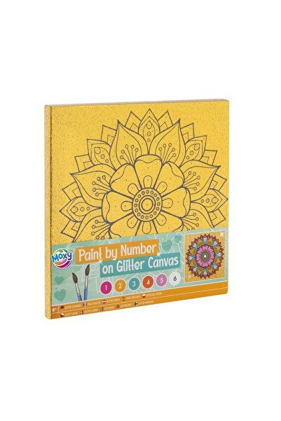 Moxy Set pictura pe numere cu sclipici pe panza 25x25 cm cu accesorii - Floare