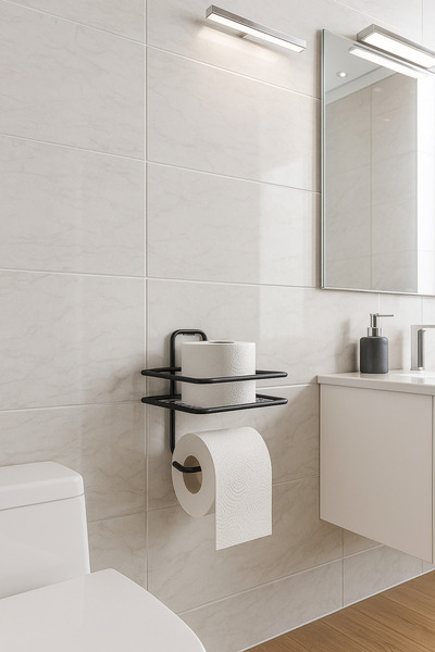 yodis Güçlü Yapışkanlı Yedek Raflı Tuvalet Kağıdı Askılığı Banyo Düzenleyici Tuvalet Kağıtlığı