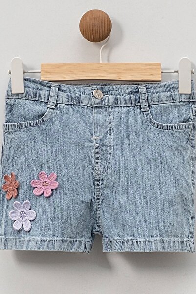 MixMax Bebe Kız Çocuk Çiçek Nakışlı Şort