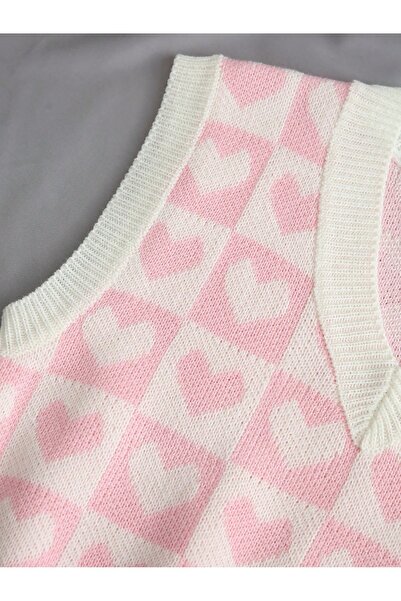 K-ODEA BUTİK Kadın Pembe Pudra Oversize Triko Süveter