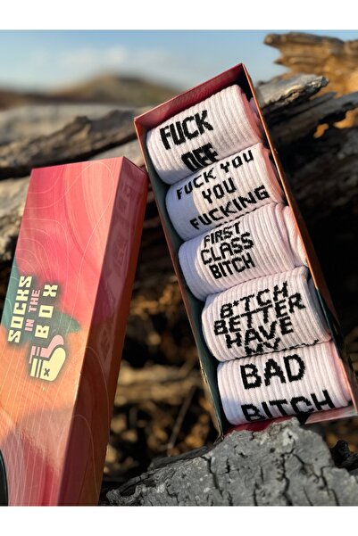 MODA Набір з 5 пар кольорових тенісних шкарпеток з принтами та нецензурними н...