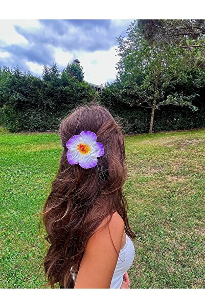 FloresDeCarnaval Tropik Hibiskus Mor Beyaz Toka🌸