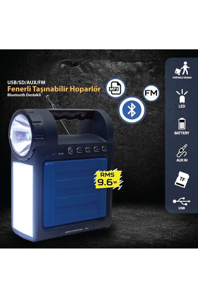 nelerbulurum ŞARJLI BLUETOOTH ÖZELLİKLİ RADYOLU USB/SD/FM TELEFON TUTACAKLI EL FENERİ IŞILDAK RADYO KAMP LAMBASI