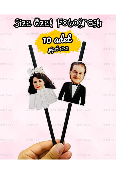 partikuki 10 Adet Bekarlığa Veda Partisi Bride To Be Doğum Günü Kişiye Özel Fotoğraflı Parti Pipet