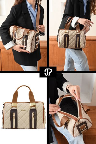 Just Polo Original Women's Cylinder Sports Model Quilted Large Volume Cross Strap Large Size Stylish Shoulder Bag