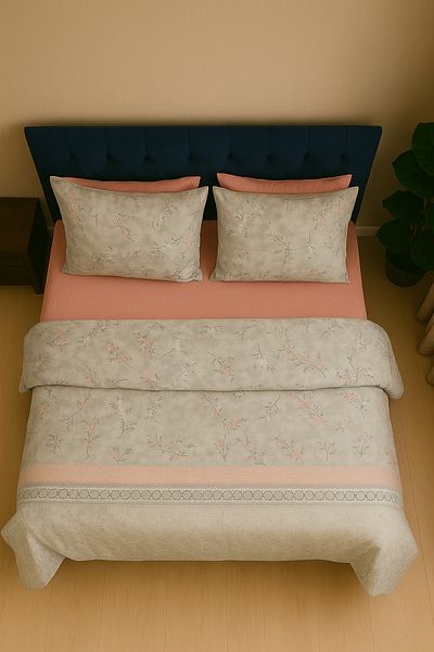 sehra Luxurious Durable Soft Cotton Double Duvet Cover Set + Fitted Sheet +2 Pillowcases