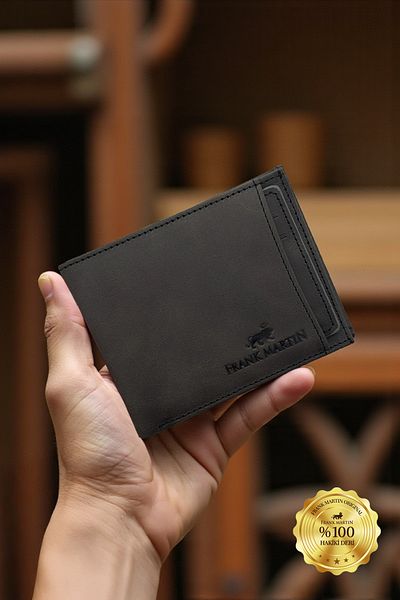 Frank Martin Nice Kangaroo Compartment Original Crazy Genuine Leather Wallet Anthracite