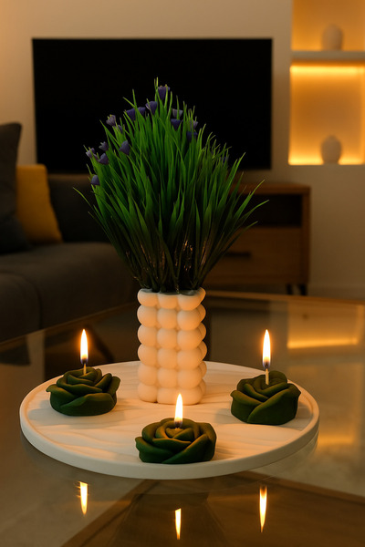 Handmade مزهرية مزخرفة وزهرة الشجر الاصطناعية