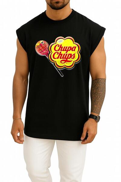 Bahriyeli Collection Oversize Chupa Chups Chest Design Unisex Sports Singlet