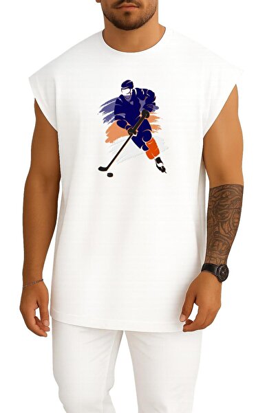 Bahriyeli Collection Oversize Ice Hockey Hockey Sticks Hockey Puck Chest Design Unisex Sports Singlet