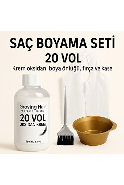 GROVİNG HAİR Saç Boyama Seti 20 Vol Oksidan Krem + Boya Fırçası + Karıştırma ...