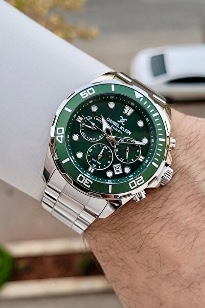 Daniel Klein Kadranı Yeşil Kordonu Silver Renk Fonksiyonları Aktif Erkek Kol ...