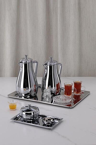 aljahwari طقم ترمس أسيل قطعتين كامل فضي