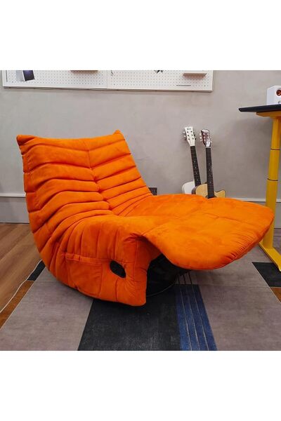 MAPLE HOME DECORATION كرسي أريكة متكئ يدور بزاوية 360 درجة ومسند ظهر هزاز ومسند قدمين على الطراز النوردي أريكة فردية