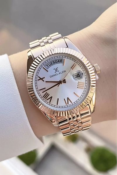 Daniel Klein Rose Color Calendar and Day Function Women's Wrist Watch