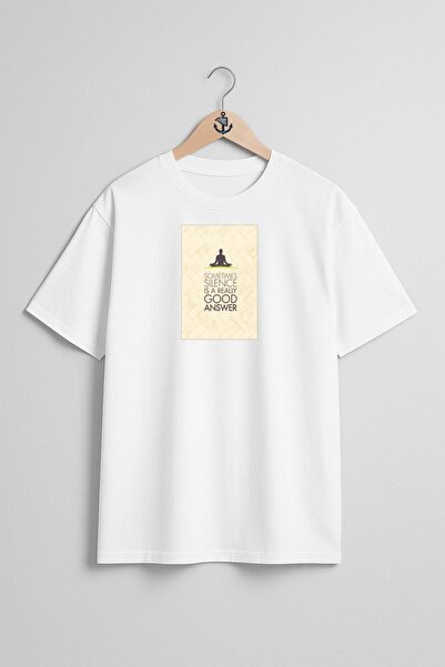 Bahriyeli Collection Оверсайз тениска с дизайн на гърди и постер за йога и пи...