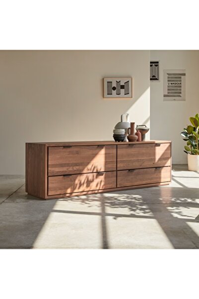 ŞafakMobilya Dark Walnut Masif Ahşap Tv ünitesi