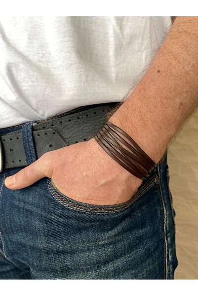 ALESTA LEATHER سوار مصنوع يدويًا من الجلد الطبيعي