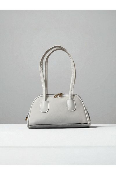CELESTIAL COLLECTION Veny White Baguette Gold Zipper Bag (En 25 - Boy 14 - Aski 20)