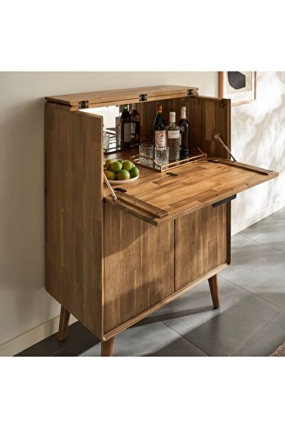 ŞafakMobilya Bells Vintage Masif Ahşap Bar Dolabı