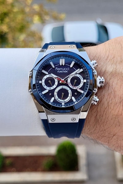 Ferrucci 41 Mm Kasası Metalik Kordonu Lacivert Renk Göstergeleri Aktif Erkek ...