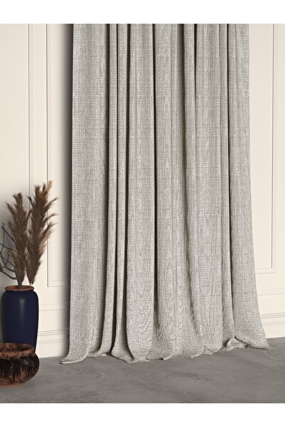 Demor Home Fog Gray Linen Textured Pleated High Quality Background Curtain