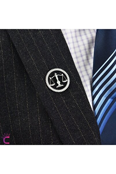 Cinderella Avukat Hakim Savcı Adalet Terazi Yaka Rozeti Broş Gümüş - Hediyelik Cübbe Ceket Yaka İğnesi Broş