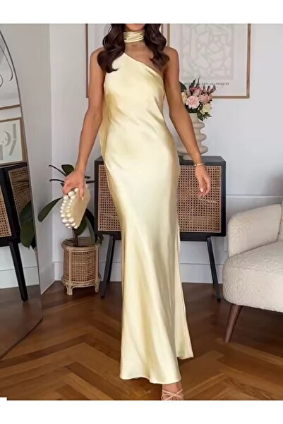 Shop Concrete Yazlık Saten Sarı Elbise