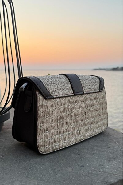 Melissa Boutique Women's Khaki Straw Model Long Strap Box Bag