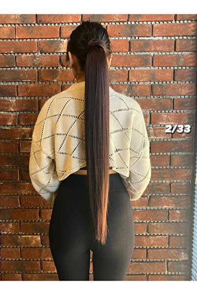 Suzan Peruk Dark Brown Colored Tied Straight Ponytail