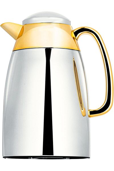 ALSAIF Yara Coffee and Tea Vacuum Flask, leak-proof and keeps drinks hot, 0.35 Liter, Nickle/Gold