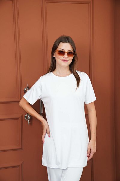 penyebizden Soft Viscose Long Tunic-White