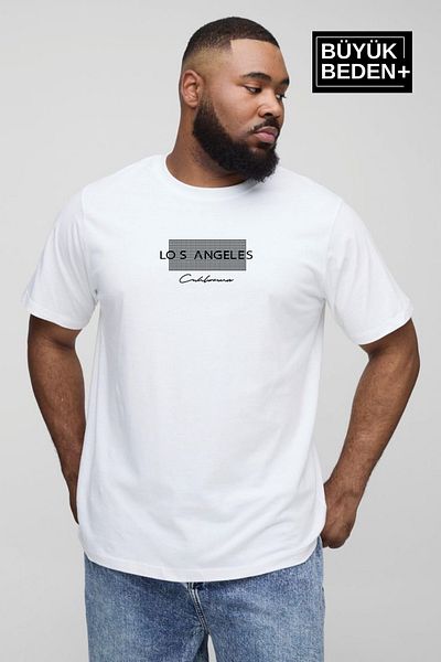Superlife Мъжки голям размер Las Angeles с принт на велосипедна яка SPR25BT909