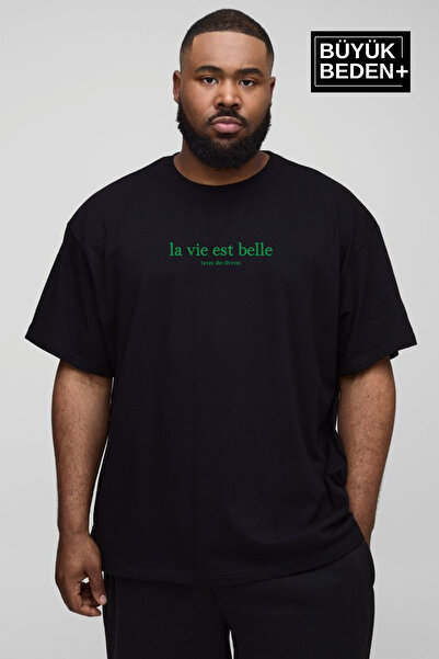 Superlife Ανδρικό μεγάλο μέγεθος L.v. Μπλουζάκι με λαιμόκοψη με στάμπα Est Belle SPR25BT910