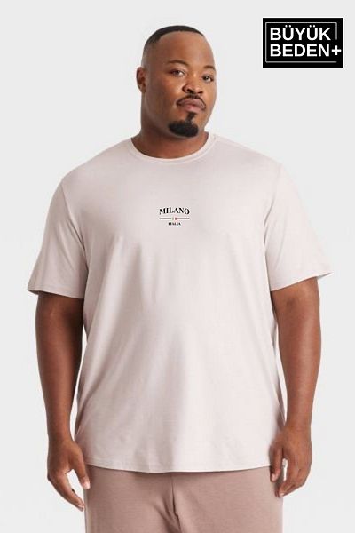 Superlife Men's Large Size Milano Italy Printed Crew Neck T-Shirt Spr25Bts907