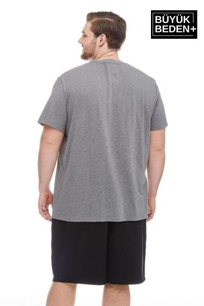 Superlife Men's Large Size California 1974 Printed Crew Neck T-Shirt Spr25Bts906