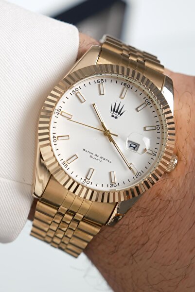 WATCHOFROYAL Crest Line Gold White Wristwatch
