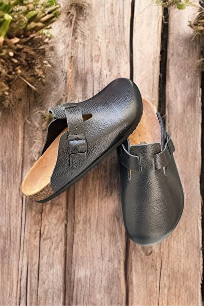 Land of Cork Anatomik Unisex Sabo Mantar Tabanlı Hakiki Deri Terlik