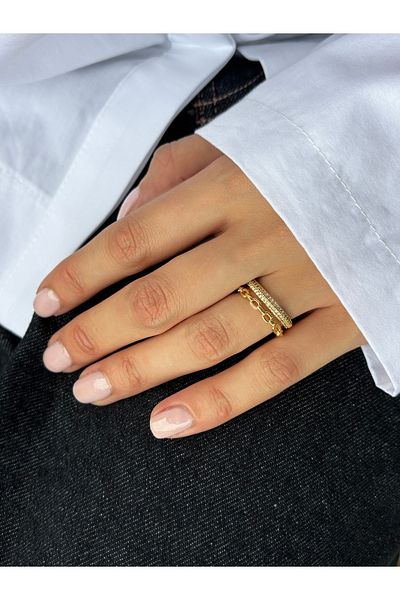 Ressia Thin Stone Double Row Model Ring